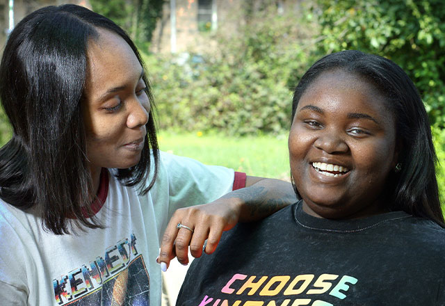 Tyona, at right, with her mom, Kristia Reynolds.